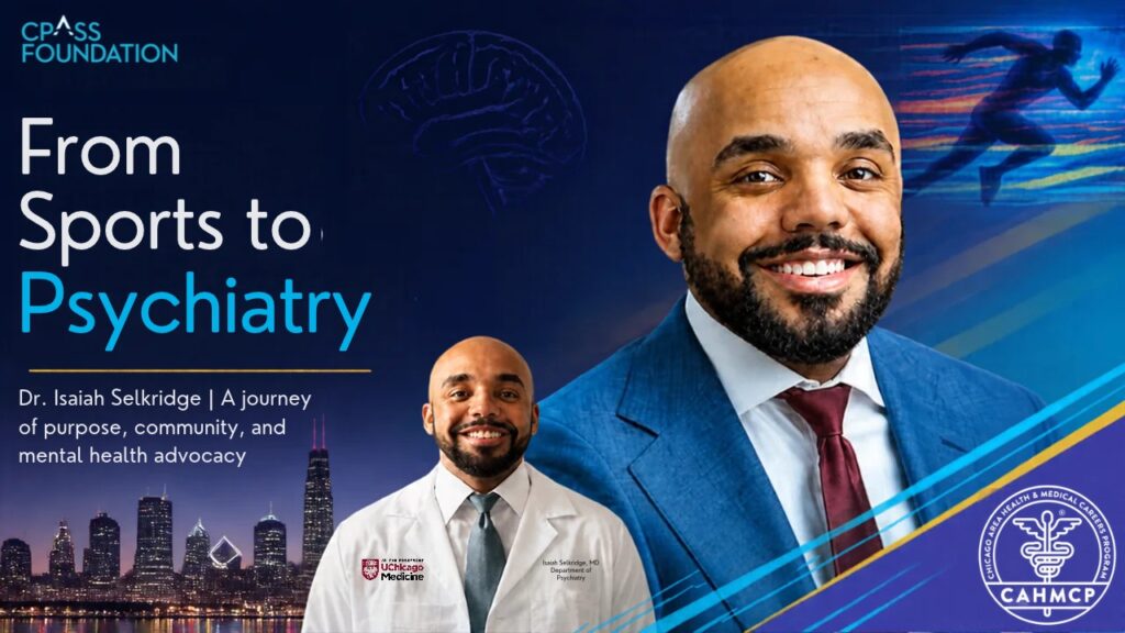 Dr. Isaiah Selkridge, a psychiatrist, smiling with city skyline background.